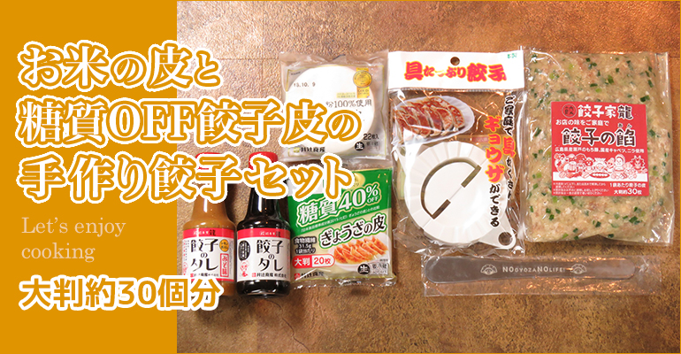 米粉の餃子皮と糖質OFFの餃子皮『餃子家龍』手作り餃子セットデラックス